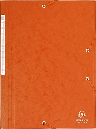 Exacompta - Ref. 17117H - 1 mapp med resår - Maxikapacitet 3-klaffficka - i glansig kartong - mått 24 x 32 cm för A4-dokument - färg orange - etikett på baksidan för att identifiera innehållet