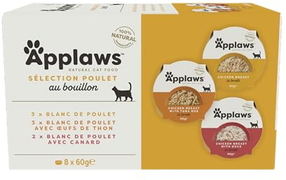 Envase de comida húmeda para gatos Applaws Premium, selección de pollo en caldo, envase de 60 g (60 g x 32 envases)