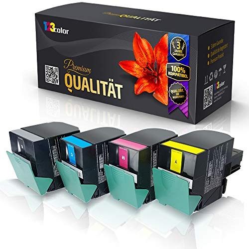 123Color 4X Tonerkartuschen kompatibel mit Lexmark X544DTN X544 DW X544N X546DTN X548DE X548DTE C540H2KG C540H2CG C540H2MG C540H2YG Set Schwarz Cyan Magenta Yellow