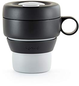 Lékué Taza colapsable para tes o cafés, Mug To Go Gris, 1 Unidad