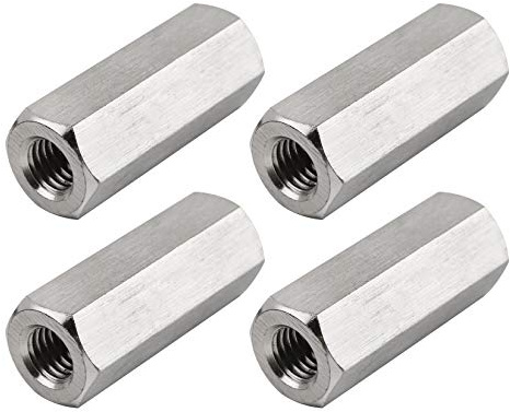 TOPPROS Pack of4 M10 X 1.5-Pitch 30 mm Length Hex Width17mm Metric Hex Coupling Nut 304 Stainless Steel Rod Coupling Nuts