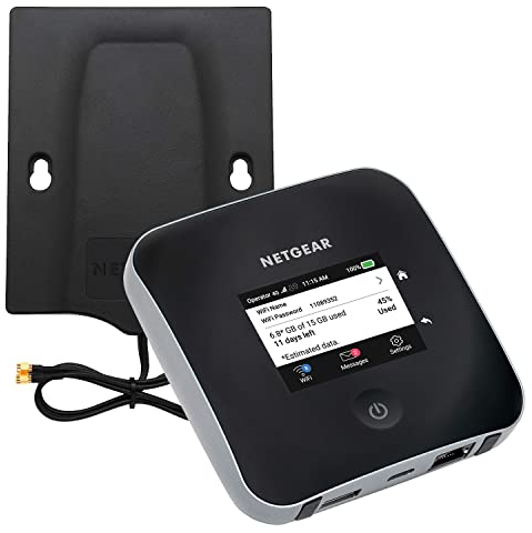 NETGEAR MR2100 Mobiler WLAN Router mit SIM Karte | 4G LTE Router mobil | bis 2 GBit/s Download-Speed | mobiler Hotspot für 20 Geräte | LTE Cat20 | M2 inkl. externe 4G MIMO-Antenne