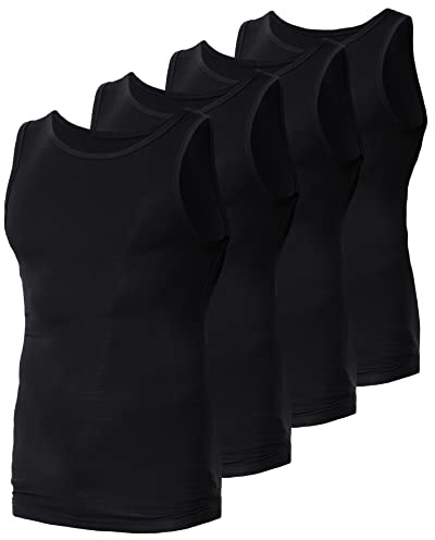 Comfneat Men's 4-Pack Cool Feeling A-Shirts, Black, M