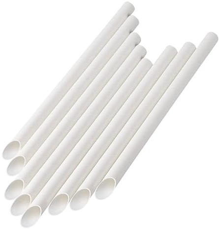 EcoFlavour Kraft Paper Straws with Pointed End - White - 8mm - Pack of 100 - Individually Wrapped Eco-Friendly/Food Safe/Suitable for All Occasions (8mm)