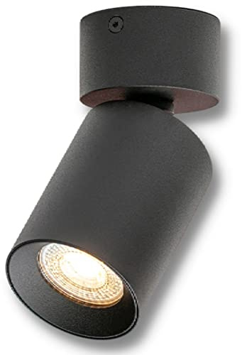 GTV lighting – LED-taklampa FARGO 2 – takfläck 1 lampa – roterande och svängbar takspotlight, väggspot, GU10 (utan glödlampmedel) retro/vintage taklampa 20–240 V svart