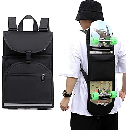 Luzoro Skateboard Backpack Bag, Foldable Carrier Travel Skateboard Bag Regular Skateboard Longboard Bag Adjustable Shoulder Straps for Electric Skateboard Universal Street Trend Girls and Boys
