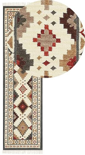 Beliani Kelim-Teppich Wolle bunt 80 x 300 cm handgewebt Muster orientalisch Ghukasavan