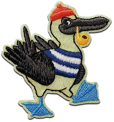 Mono-Quick Seevogel mit Pfeife Tier - Aufnäher, Bügelbild, Aufbügler, Applikationen, Patches, Flicken, zum aufbügeln, Größe: 5,5 x 4,7 cm