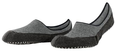 FALKE Men's Cosyshoe Invisible Stopper Socks Breathable Climate Regulating Odour-Inhibiting Wool Non-Slip Nubs on the Felt Sole Footies Comfortable Warm Plush Comfortable 1 Pair, Grey light grey 3400