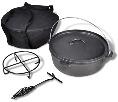 GuyAna Holländischer Ofen 5,6 l mit Zubehör Dutch Oven Petromax Gusseisen Topf Set