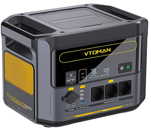 VTOMAN FlashSpeed 1500 Tragbare Powerstation 1548Wh - LiFePO4 Batterie Betriebener Solar Generator mit 230V/1500W AC Ausgang/Eingang, Schnelle Vollladung in 1 Stunde für Zuhause, Camping, Angeln