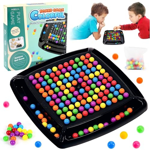 Échiquier intellectuel Double Duel,120 Pcs Jeu D'élimination De Boules Arc-en-ciels,Élimination Jeu de société,Échiquier intellectuel,Jeux de société Rainbow Ball,Jeux de réflexion pour Enfant&Adultes