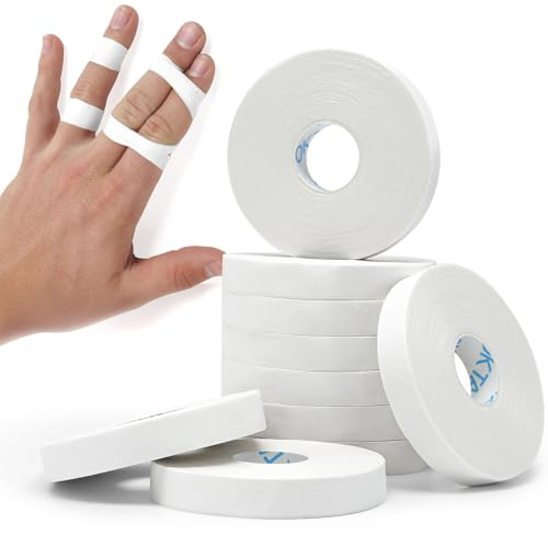 OK TAPE Athletic Finger Tape (10Rolls 450FT), Finge Wrap Tape, Extra Strong Adhesive Finger Support and Protect Tape, Hand Grip Tape for Rock Climbing, MMA, Jiu Jitsu, Volleyball, White