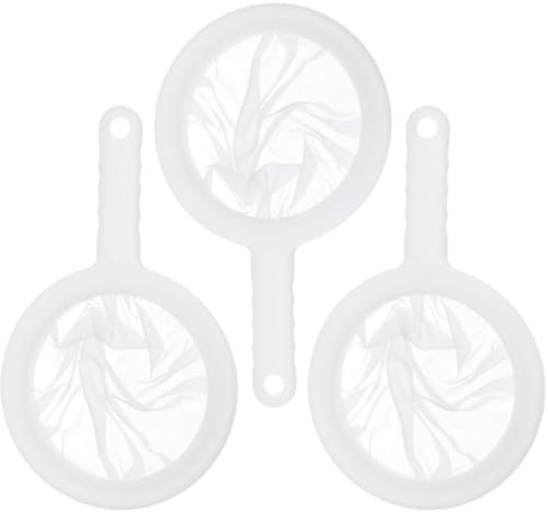 SGERUFZ 3 Pcs coladores finos con mango largo y prensa de filtro colador de malla fina de plástico para cocina y hogar 100/200/400 Malla