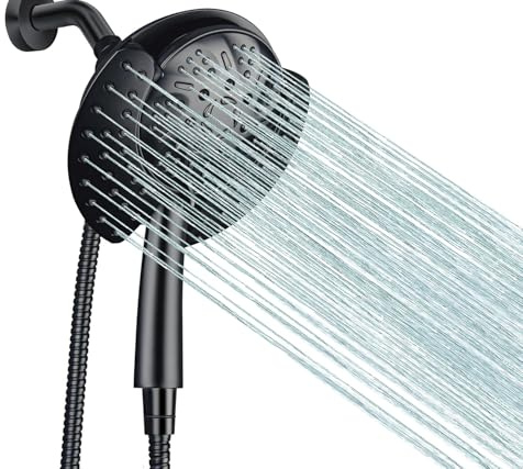 GRICH 2.5GPM Shower Head with Hand: 2 in 1 High Pressure Shower Heads With Handheld Spray Combo & Rain Shower Head, 9 Spray Modes Anti-Leak Waterfall Showerhead, Angle Adjustable, Matte Black