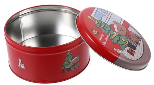 Amosfun Christmas Tin Box Boxes Candy Tin Box for Present Decorative Xmas Tinplate Storage Containers