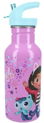 My sweety pop - Botella de agua de acero inoxidable para niños - Guardería - Escuela - Vacaciones - Comida - 22 cm - 500 ml - Hidratación - Idea de regalo - Botella (Casa de muñecas de Gabby - Azul