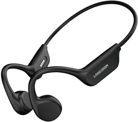 Langsdom BE17 - Auriculares de conducción ósea, Bluetooth 5.4, IPX8 impermeable, 32 GB de memoria, a prueba de sudor para natación, correr, ciclismo, deportes, llamadas manos libres, tiempo de