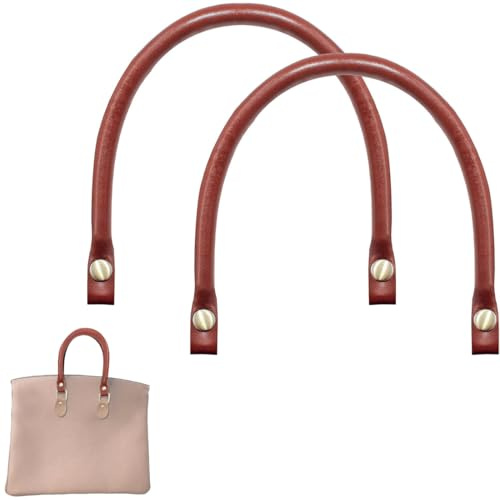 AFCJLTO 2 Piezas 40cm Asas para Bolsos de Cuero de Repuesto en Cuero PU con Botón a Presión, Flexibles y Duraderas, para Crear o Arreglar tus Bolsos，Ideal para Bricolaje(marrón)
