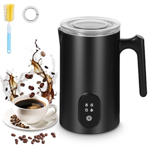 Mousseur à lait électrique 4 en 1 de 580 ml, anti-adhésif, arrêt automatique, One Touch, brosse de nettoyage, convient pour lait chaud, cappuccino, café