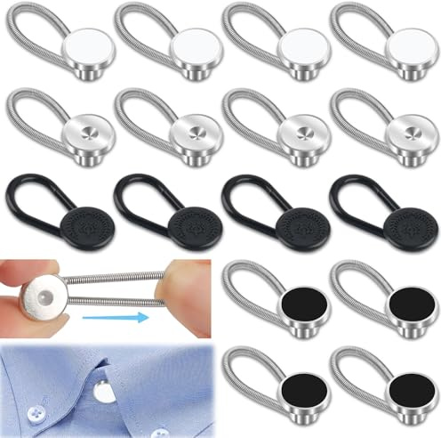 PEASUG 16 Pcs Collar Extenders for Mens Shirts, Elastic Button Extender for Dress Shirts, Tie, Neck Extenders for 1/2 Size Expansion of Men Dress Shirts, Suit