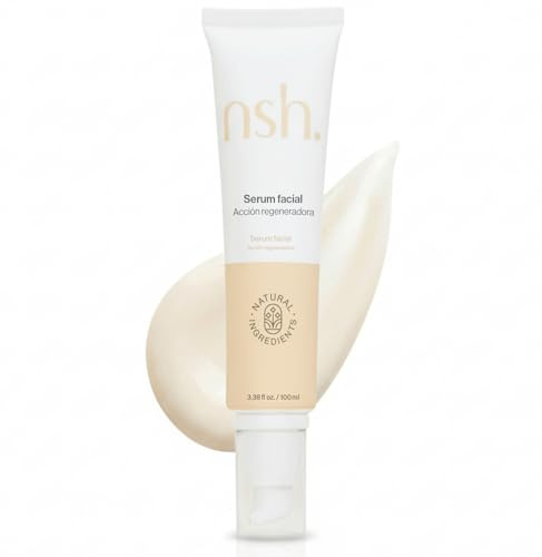 nsh. Sérum Facial de Áloe y Ácido Hialurónico 100 ml – Antiedad, Antiarrugas, Antimanchas, Revitalizante, con Ácido Hialurónico, Áloe Vera Puro, Elastina, Vitamina B5, Colágeno y Vitamina E