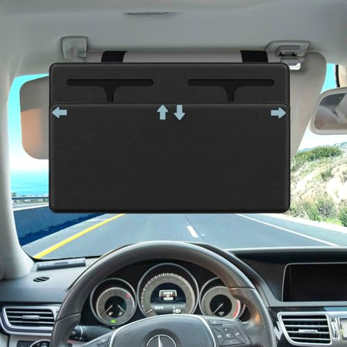 JGGDDU Parasole per auto prolungata, parasole per protezione solare per conducente o passeggero, guida sicura schermando il sole, universale per auto, SUV, Nero