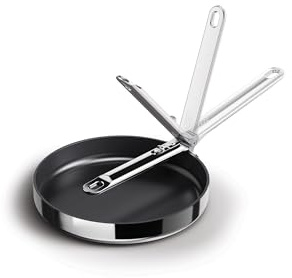 Joseph Joseph Space Steel 24 cm (9.5”) Non-Stick Stainless-Steel Frying pan with Folding Handle