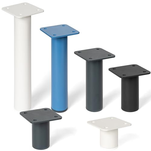 HOLZBRINK Pieds de Meuble 8 cm en métal Noir Ø42,4 mm (Lot de 4) – Pieds en métal pour canapé, étagère et Meuble de Cuisine – Design Moderne, durables et thermolaqués – Modèle : HLT-14C