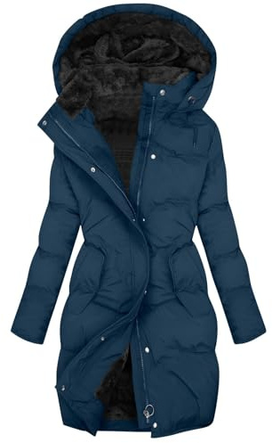 Duaicnvow - Abrigos de invierno para mujer, UK, parca acolchada, parka larga de plumón, chaqueta de invierno con capucha, forro polar, impermeable, con capucha de piel, para otoño e invierno, talla