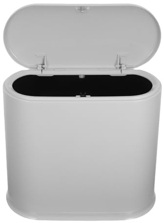 Veemoon Cubo de Basura a Presión para Espacios Reducidos 15 L Plástico Resistente Color Gris Claro Doble Cubeta Interior con Tapa Hermética para Cocina Baño y Sala