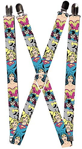 Buckle-Down womens Buckle-down - Justice League Girls Suspenders, Multicolor, 3.5 x 2.5 US