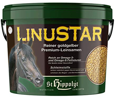 St. Hippolyt LinuStar 3 kg – Comida para caballos y ponis – Snack Linseedsnack con proceso de digestión patentado – 3 kg
