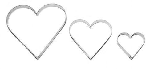 Juego de 3 moldes para galletas en forma de corazón - acero inoxidable - 5, 8 y 11,5 cm