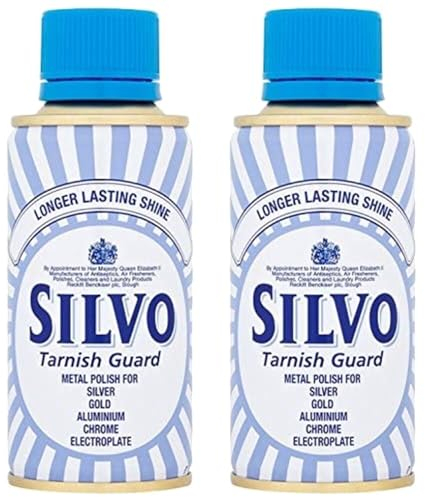 Silvo Tarnish Guard Metal Polish for Long-Lasting Shine | All-Purpose Metal Polish for Silver, Gold, Aluminum, Chrome & Electroplate (Pack of 2, 175ml each)