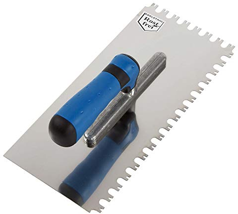 Karl Dahm Cazzuola dentata con impugnatura morbida Ideal Medi, spatola per piastrelle antiruggine con dentatura di 8/10 mm, spatola con impugnatura morbida ergonomica, per creare letti adesivi in modo