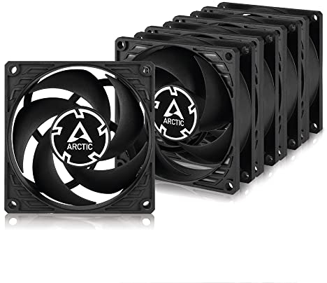 ARCTIC P8 PWM PST (5 Piezas) - Ventilador PC 80mm, Fan 80mm, Ventilador de Caja para CPU con PWM Sharing Technology (PST), Motor Muy Silencioso, Computadora, 200–3000 RPM - Negro