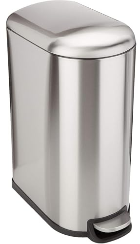 KITCHEN MOVE FULLER Narrow Kitchen Pedal Bin 40L Brushed Stainless Steel Design