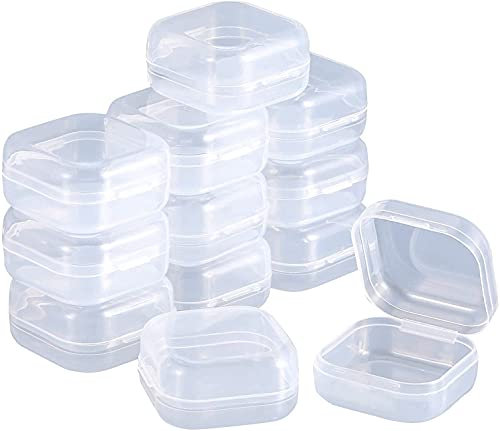 Nv Wang Cajas de plastico Transparentes pequeñas,Mini Caja de Plástico Transparente, de plástico, transparente, con tapa abatible, para perlas y más