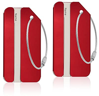 2Pack Red Aluminum Luggage Tag for Luggage Baggage Travel Identifier by Ovener