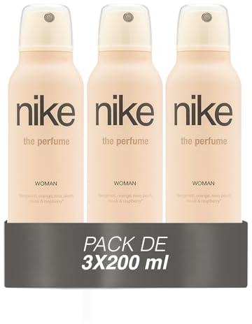 NIKE - The Perfume Woman Pack de 3 x 200 ml, Desodorante Mujer Spray, Desodorante Antimanchas para Todo Tipo de Piel, 0% Sales de Aluminio, de Larga Duración, Fragancia Oriental Vainilla