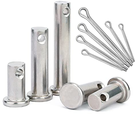 CONPHERON Clevis Pin Flat Head Dowel Pin with Hole Stainless Steel Link Hinge Pin & Cotter Pin Set (M10×16mm, 5 set)
