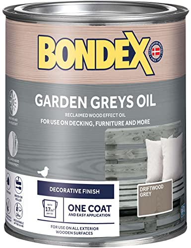 Bondex Garden Greys Wood Effect Oil - Driftwood Grey - Suitable for all Wood Types – Easy Apply One Coat - 750ml