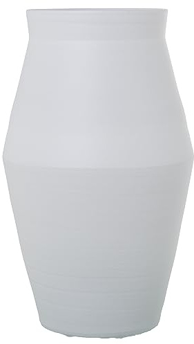 DRW Jarron de Suelo de Ceramica en Blanco Mate 30x51cm, Boca 20cm