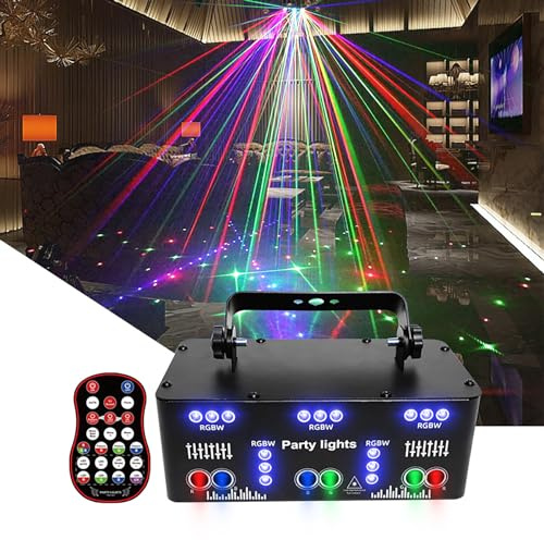 DCSYOG Discolicht partyljus med fjärrkontroll, 21 ögon LED RGB ljus DJ-projektor musikstyrd DJ-discolampa, DMX-effektstrålkastare för KTV familjesammankomster bröllop födelsedag halloween