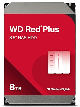 Western Digital WD Red Plus Internal Hard Drive 8TB CMR 3.5 inch SATA 5640 rpm 256MB NAS WD80EFPX-AJP Eco Package