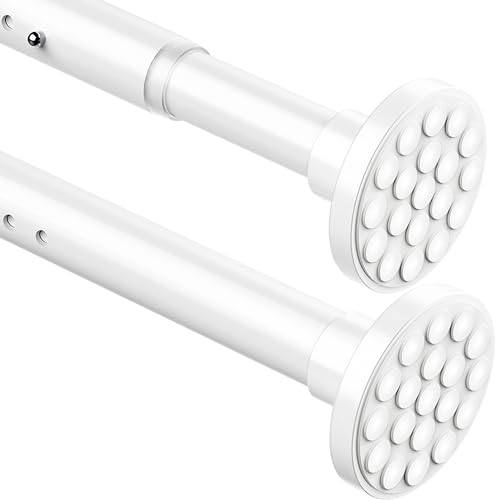 Aiitomg Barra telescópica de 4 m de longitud extra, barra de cortina sin agujeros, barra de ducha extensible, para baño, dormitorio, blanco (350-405 cm, diámetro de 32 mm)