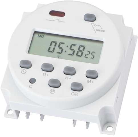 Wengart Interruptor Temporizador CN101,AC230V relé de Tiempo programable semanal, Pantalla LCD Digital,1M ~ 168H,Control Manual/automático,Adaptable a una Variedad de tareas de sincronización