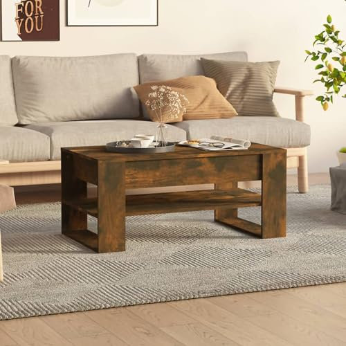 Rantry Couchtisch, antike Eiche, 102 x 55 x 45 cm, mehrschichtiges Holz, Esstisch, Küchentisch, Gartentisch, Outdoor-Tischdekoration für Möbel