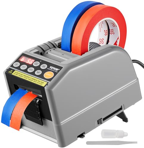 VEVOR Distributeur automatique de ruban adhésif électrique 25 W coupe-ruban machine de découpe de ruban largeur de ruban 6-60 mm longueur du ruban 5-999 mm pour industries, bureaux, maisons, magasins